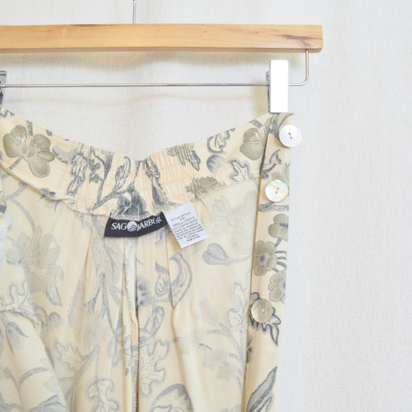 26”-29” buttercream yellow floral elastic midi easy summer skirt