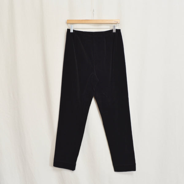 29 x 27.5 black cotton velvet high waisted cropped straight leg pants