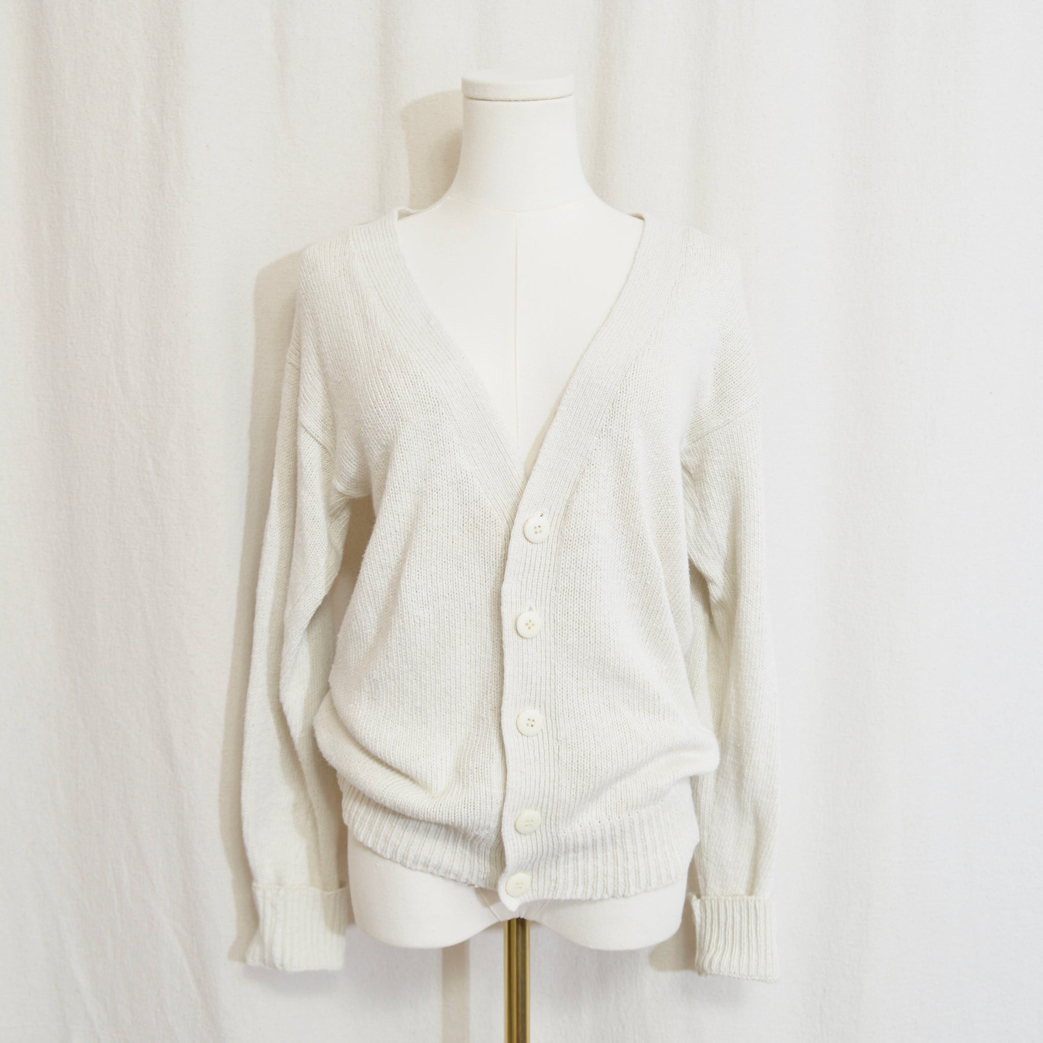 simple off-white silk and cotton blend cardigan