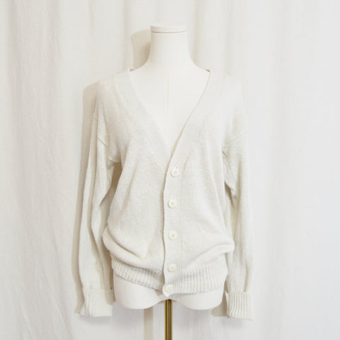 simple off-white silk and cotton blend cardigan