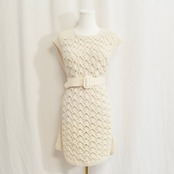 open side crochet wool dress tunic