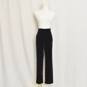 29 x 27.5 black cotton velvet high waisted cropped straight leg pants