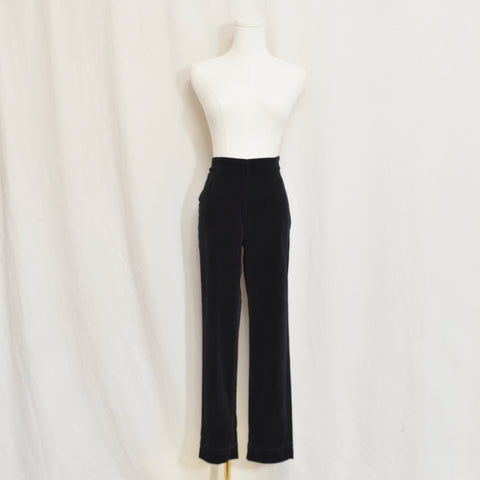 29 x 27.5 black cotton velvet high waisted cropped straight leg pants