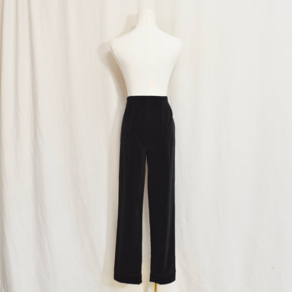 29 x 27.5 black cotton velvet high waisted cropped straight leg pants