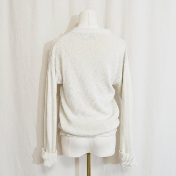 simple off-white silk and cotton blend cardigan