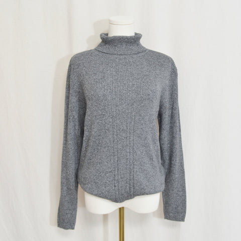 charcoal gray speckled pure cotton vintage liz claiborne sport turtleneck