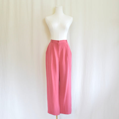 26 x 29 pure silk soft blush red high waisted vintage pants