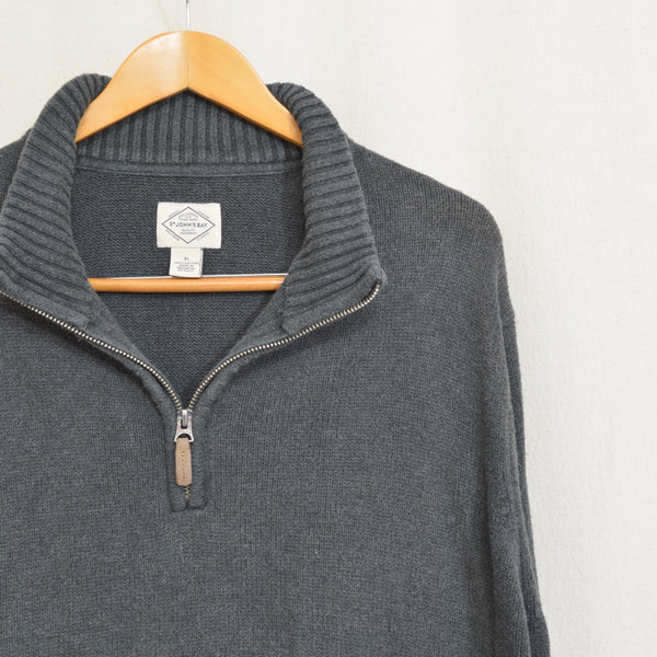 dark charcoal gray pure cotton st john’s bay quarter zip