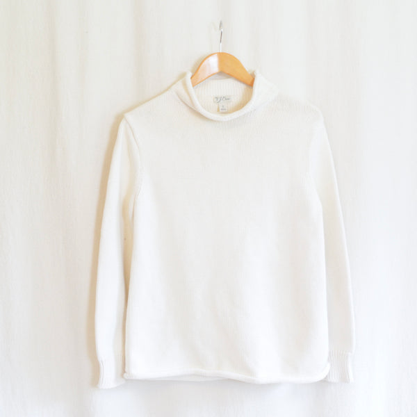 classic ivory cotton mock neck j crew sweater