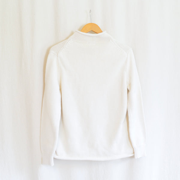 classic ivory cotton mock neck j crew sweater