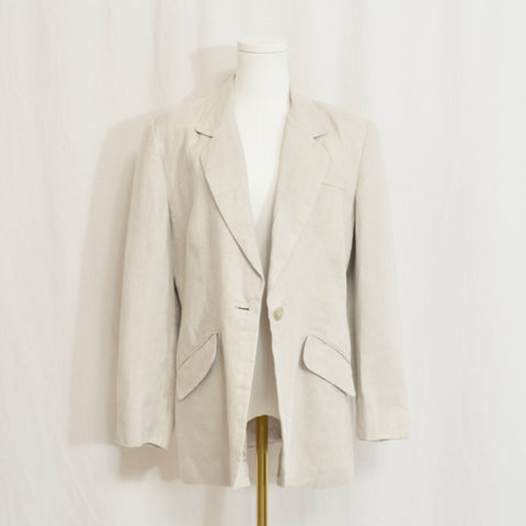 pure linen vintage liz claiborne single button blazer