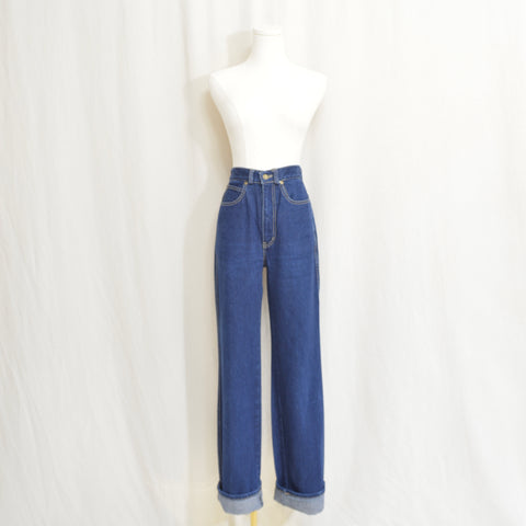 27 x 32.5 high rise dark wash straight wide leg vintage anne klein denim