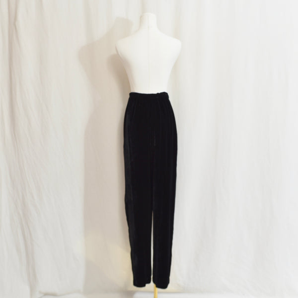silk blend drawstring and elastic waisted velvet straight leg pants