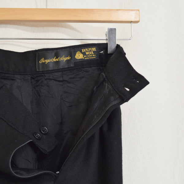 25.5 x 28 black pure wool vintage high waisted straight leg pants