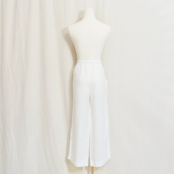 30 x 24.5 white elastic waist jones ny white linen easy pants