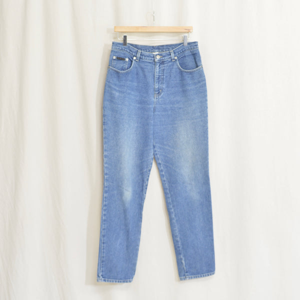33 x 31.5 high waisted mid wash tapered ny jeans vintage denim
