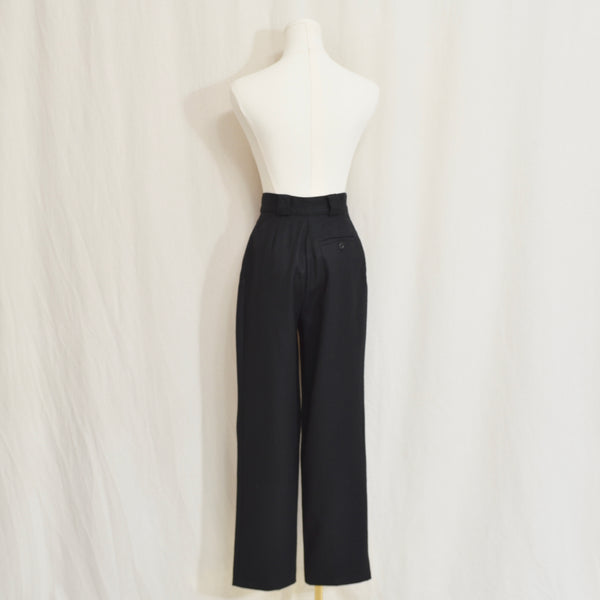 25.5 x 28 black pure wool vintage high waisted straight leg pants
