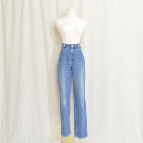 33 x 31.5 high waisted mid wash tapered ny jeans vintage denim