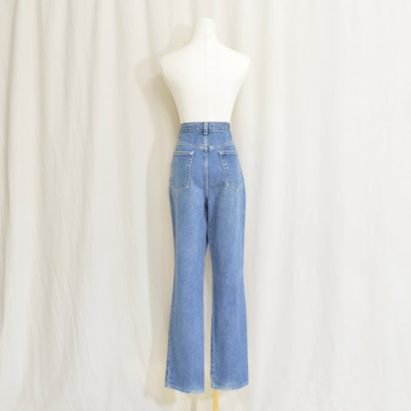 33 x 31.5 high waisted mid wash tapered ny jeans vintage denim