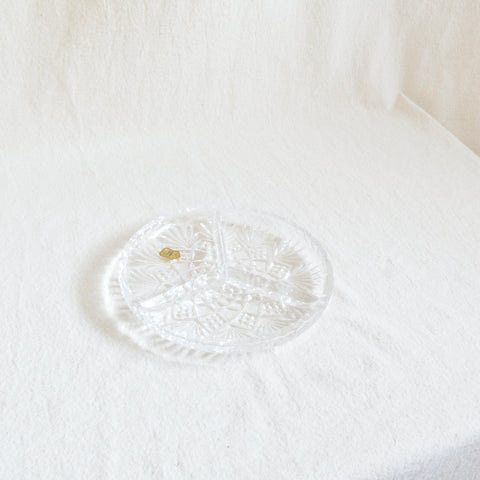 three sectioned genuine crystal tray