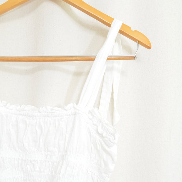 sweet little cropped white cotton tank with shoulder ties