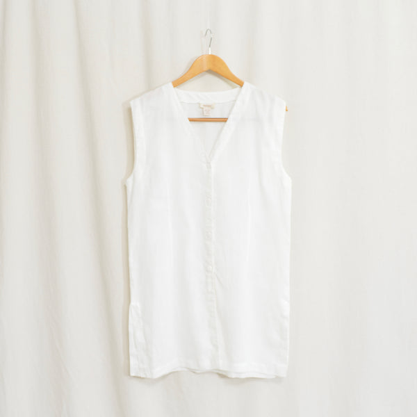 long white pure linen button down tunic