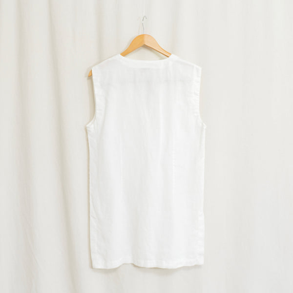 long white pure linen button down tunic