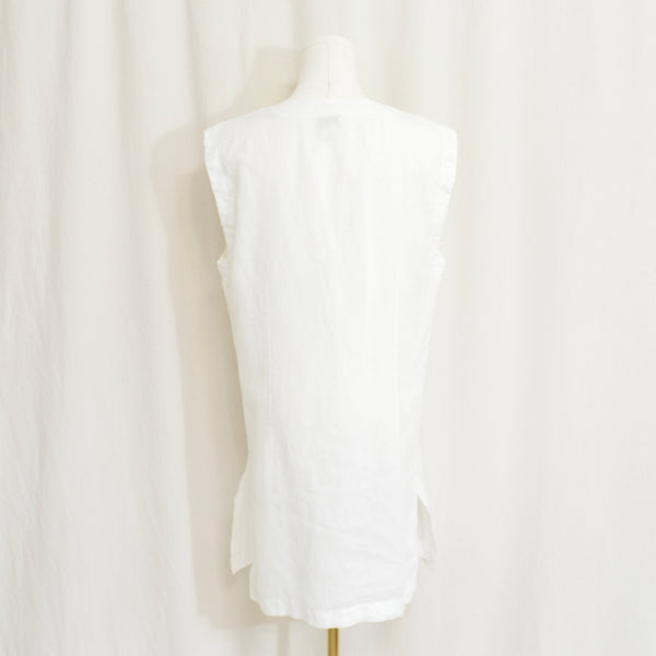 long white pure linen button down tunic