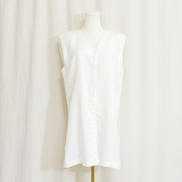 long white pure linen button down tunic