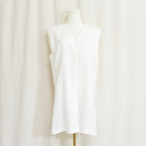long white pure linen button down tunic
