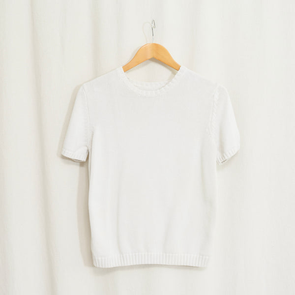 thick knit simple off white crew neck sweater tee