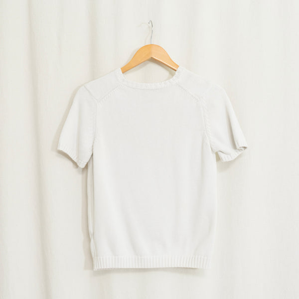 thick knit simple off white crew neck sweater tee