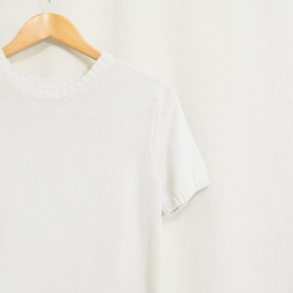 thick knit simple off white crew neck sweater tee