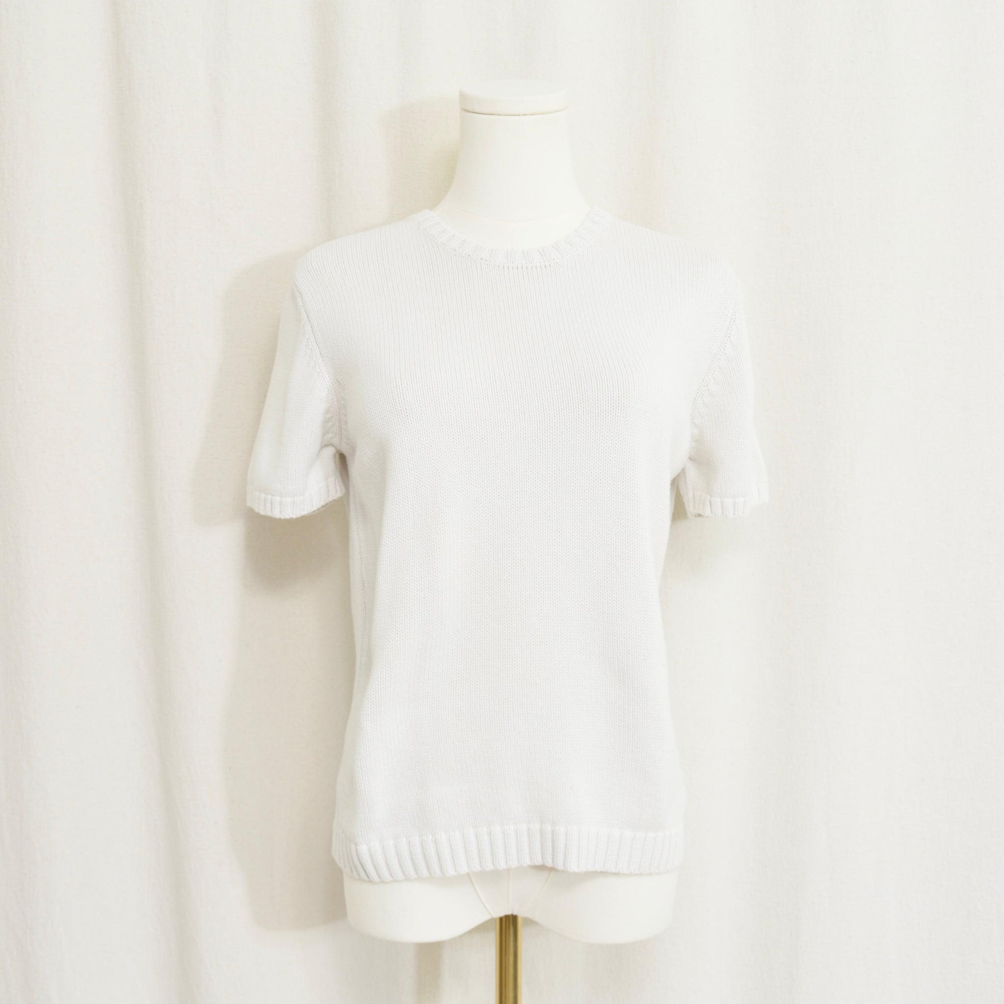thick knit simple off white crew neck sweater tee