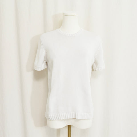 thick knit simple off white crew neck sweater tee