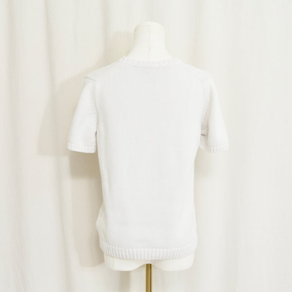 thick knit simple off white crew neck sweater tee