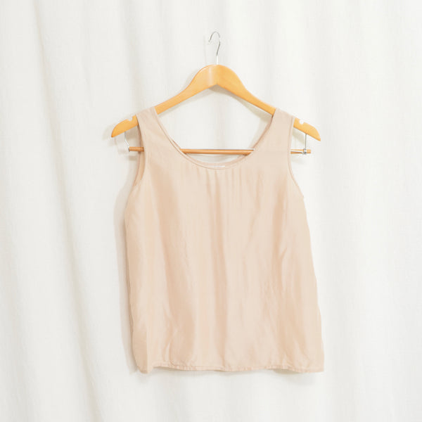 dusty rose simple wide strap pure silk tank
