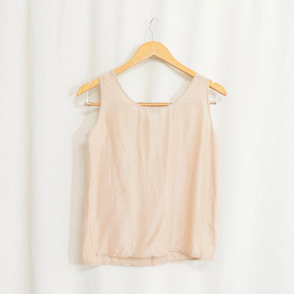 dusty rose simple wide strap pure silk tank