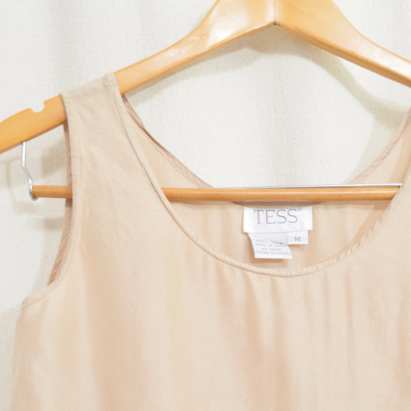 dusty rose simple wide strap pure silk tank