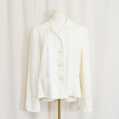 fully lined ivory cropped linen vintage chaps blazer