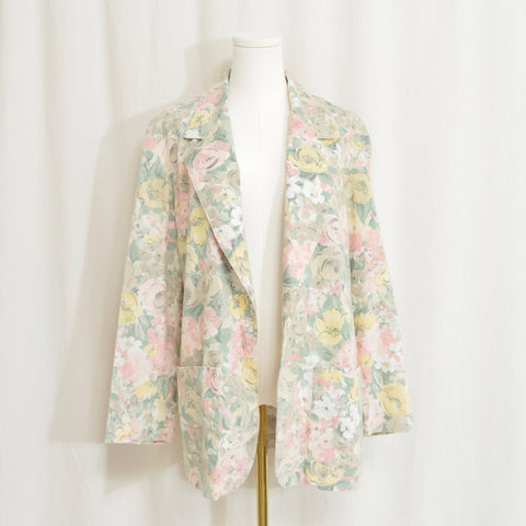 sweet vintage floral linen blend blazer