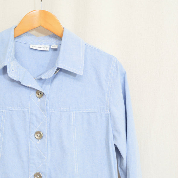 light wash cotton denim vintage western style shirt jac