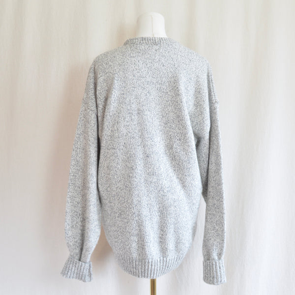 gray marled cotton and wool blend northwoods crew neck