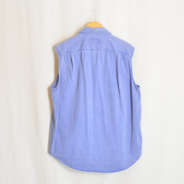 100% cotton sleeveless mid wash denim sleeveless top