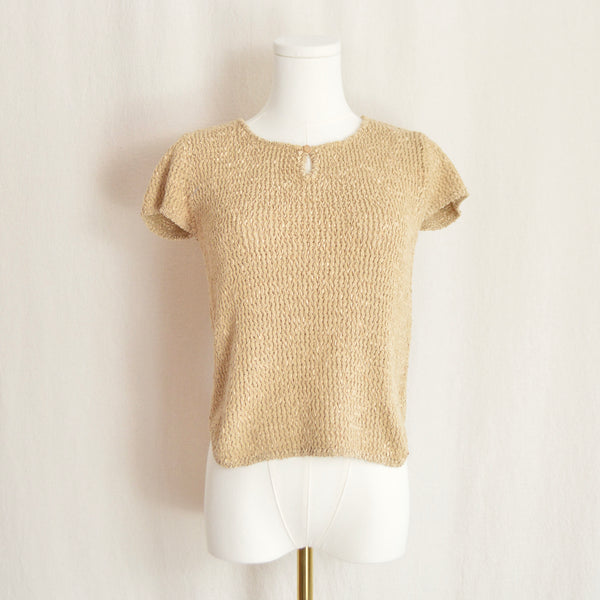 warm taupe silk and cotton blend talbots knit tee
