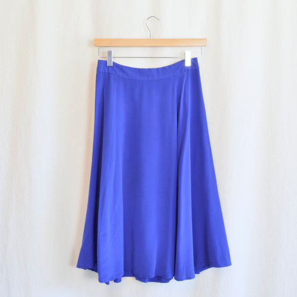 high waisted pure silk cobalt blue j crew fit and flare skirt size 0