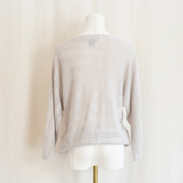 sheer gray linen boat neck sweater