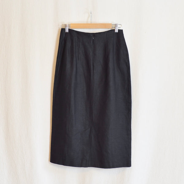 28.5” simple black linen skirt