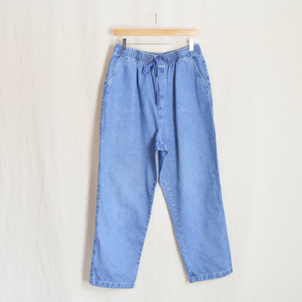 32 x 27 medium to light wash straight leg drawstring vintage cabin creek easy jeans