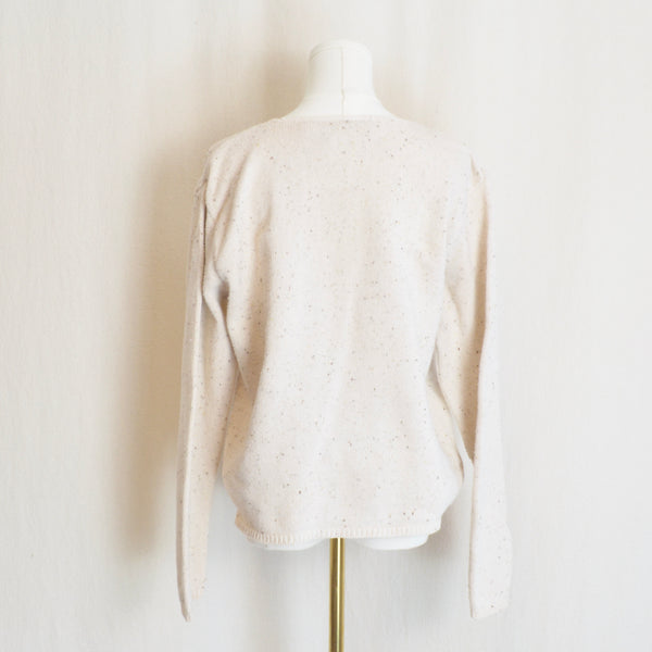 slub knit oatmeal speckled cotton crew